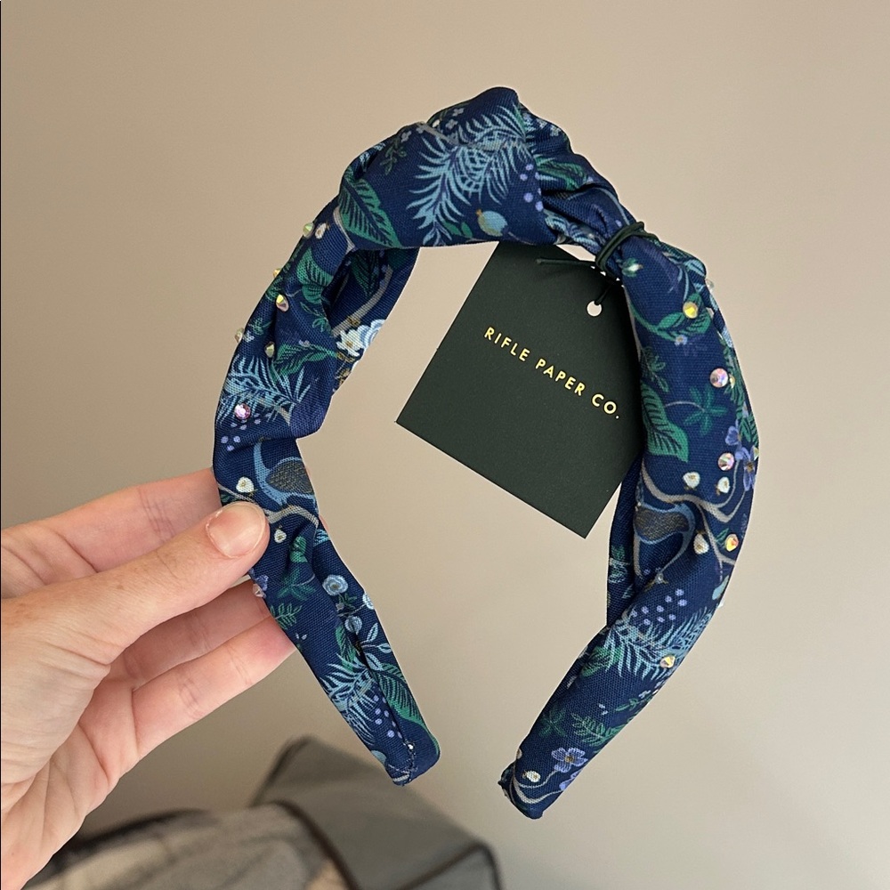 Rifle Paper Co Blue Garden Party Headband with Sequins